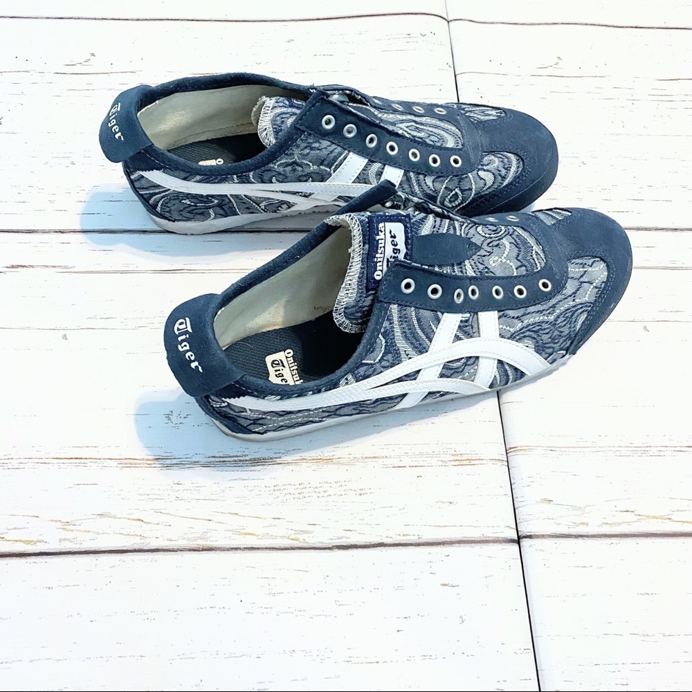 Onitsuka Tiger Mexico 66 slip ons blue paisley pattern